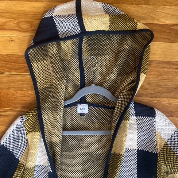CAbi Women’s Blue and Yellow Checkered Cardigan Size M - Picture 3 of 6